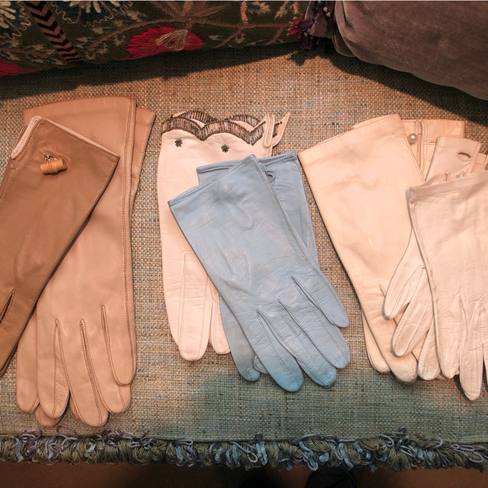 Vintage Leather Gloves Assorted Neutral and Pastel Colors